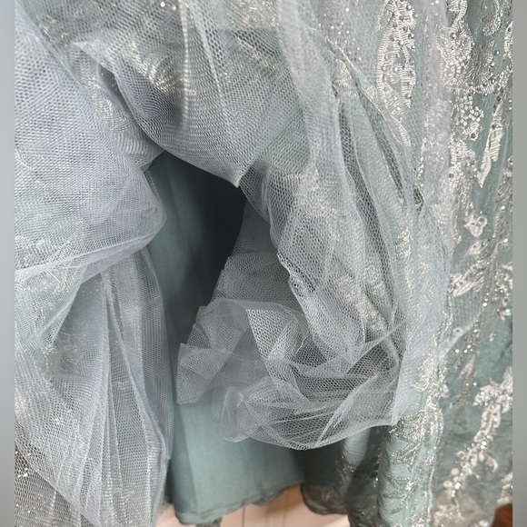 Mac Duggal Women's Embellished Bow Belt Illusion Long Sleeve A Line Dress 20337 - Picture 7 of 14